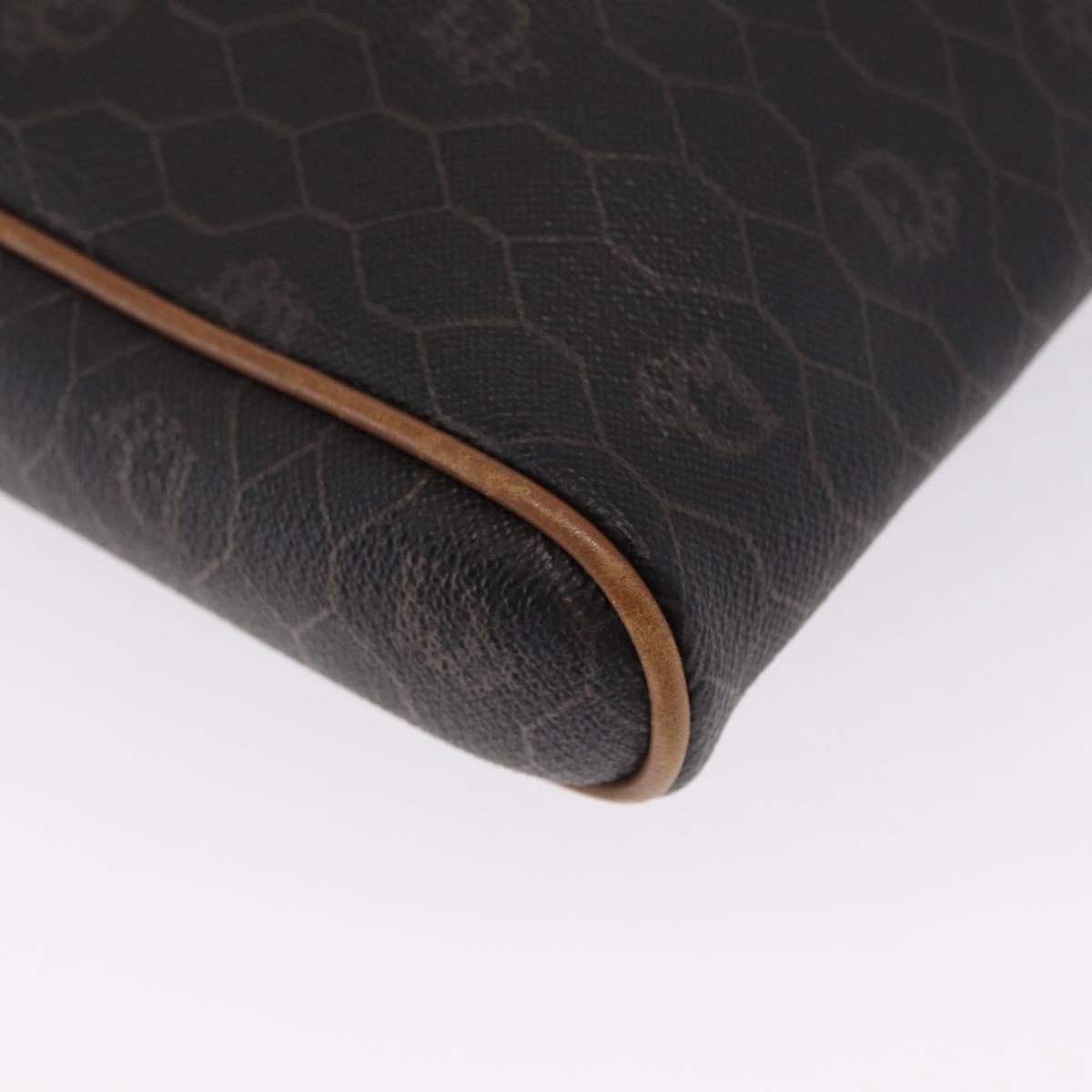 Christian Dior Honeycomb Canvas Shoulder Bag PVC Black Gold Auth BA10437