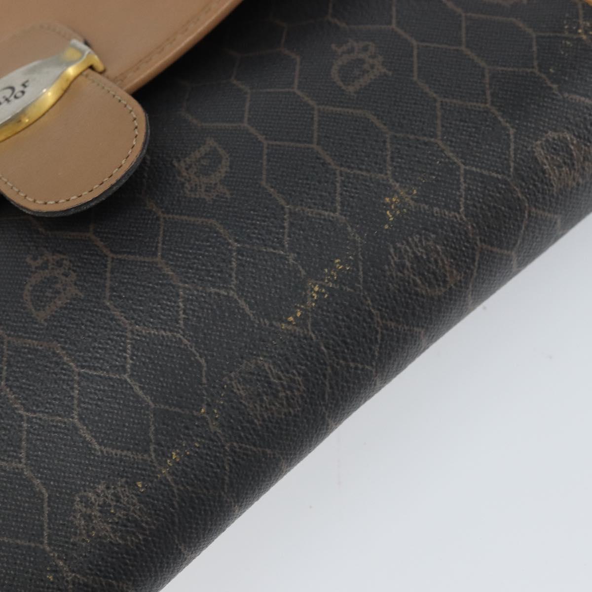 Christian Dior Honeycomb Canvas Shoulder Bag PVC Black Gold Auth BA10438