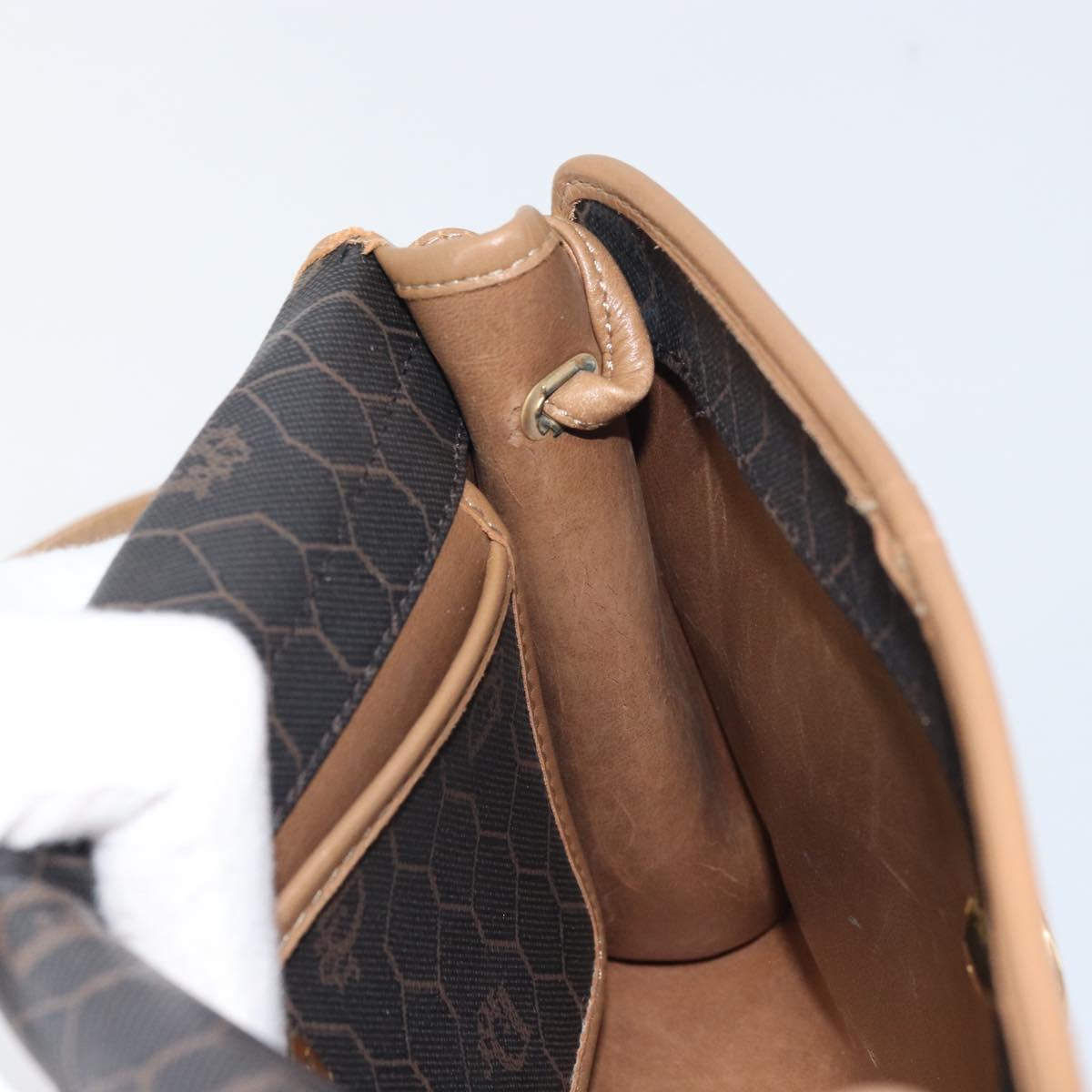 Christian Dior Honeycomb Canvas Shoulder Bag PVC Black Gold Auth BA10438