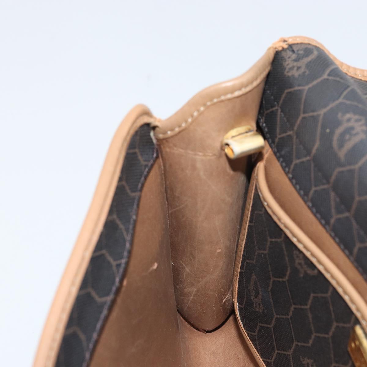 Christian Dior Honeycomb Canvas Shoulder Bag PVC Black Gold Auth BA10438