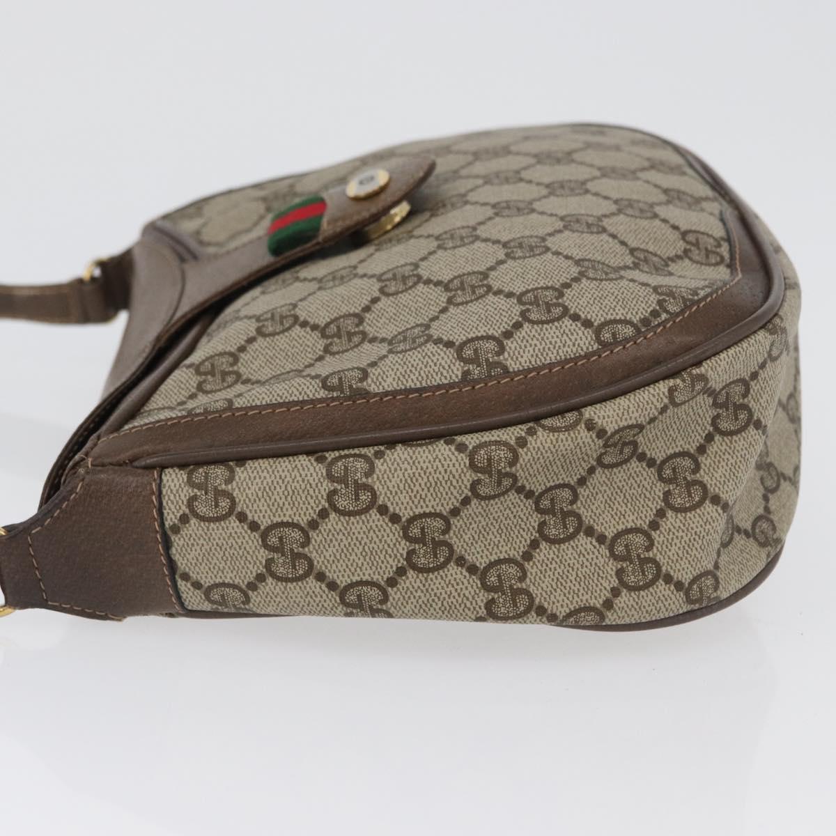 GUCCI GG Supreme Web Sherry Line Bag PVC Beige Gold 10 02 056 Auth BA10446