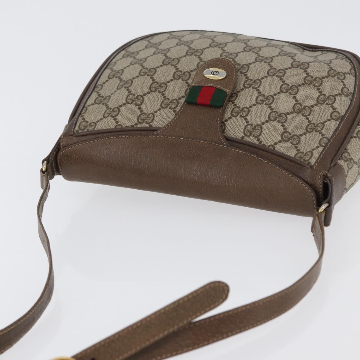 GUCCI GG Supreme Web Sherry Line Bag PVC Beige Gold 10 02 056 Auth BA10446
