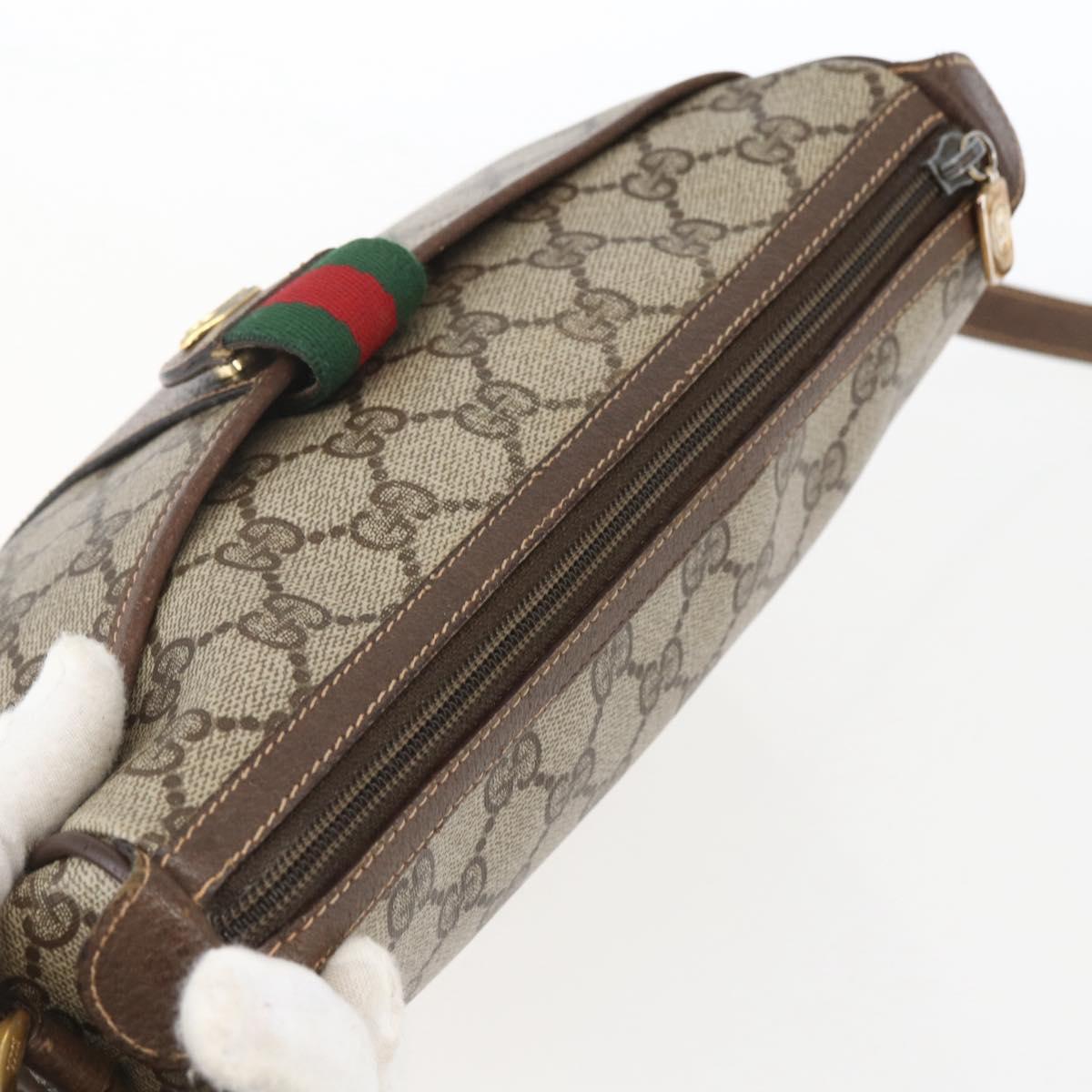 GUCCI GG Supreme Web Sherry Line Bag PVC Beige Gold 89 02 032 Auth BA10447