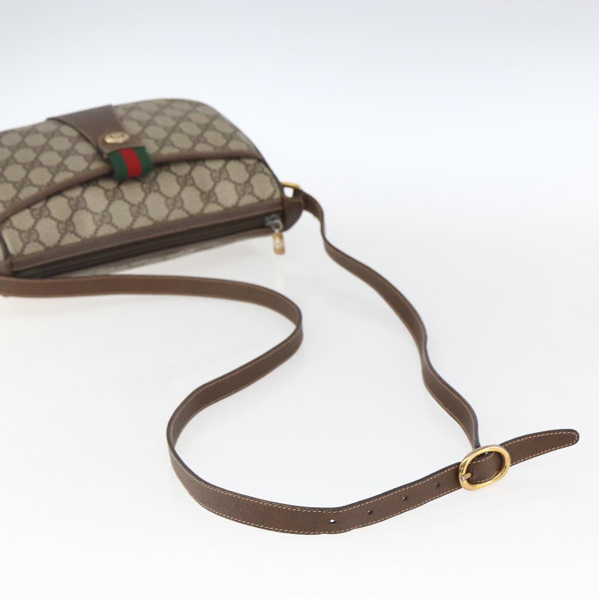 GUCCI GG Supreme Web Sherry Line Bag PVC Beige Gold 89 02 032 Auth BA10447