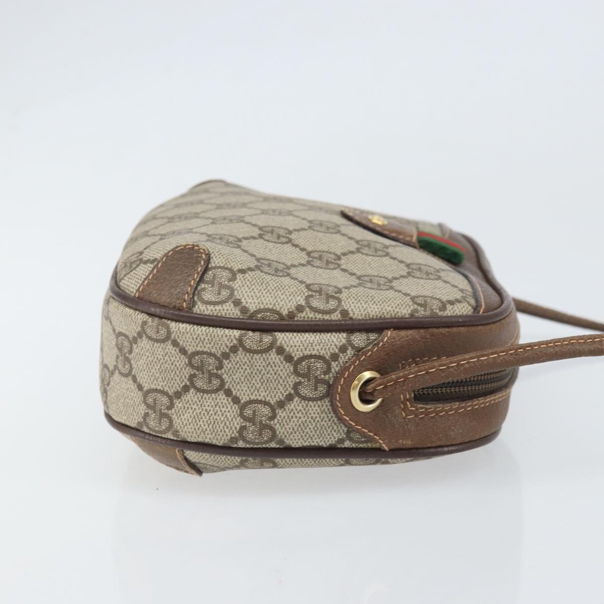 GUCCI GG Supreme Web Sherry Line Bag PVC Beige Gold 89 02 066 Auth BA10448