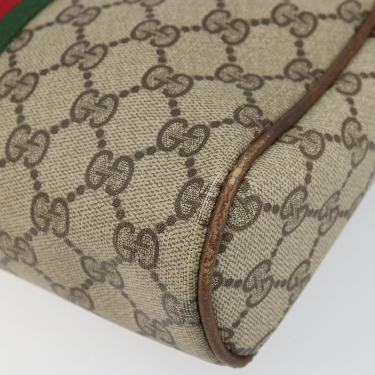 GUCCI GG Supreme Web Sherry Line Clutch Bag PVC Beige Gold Auth BA10450