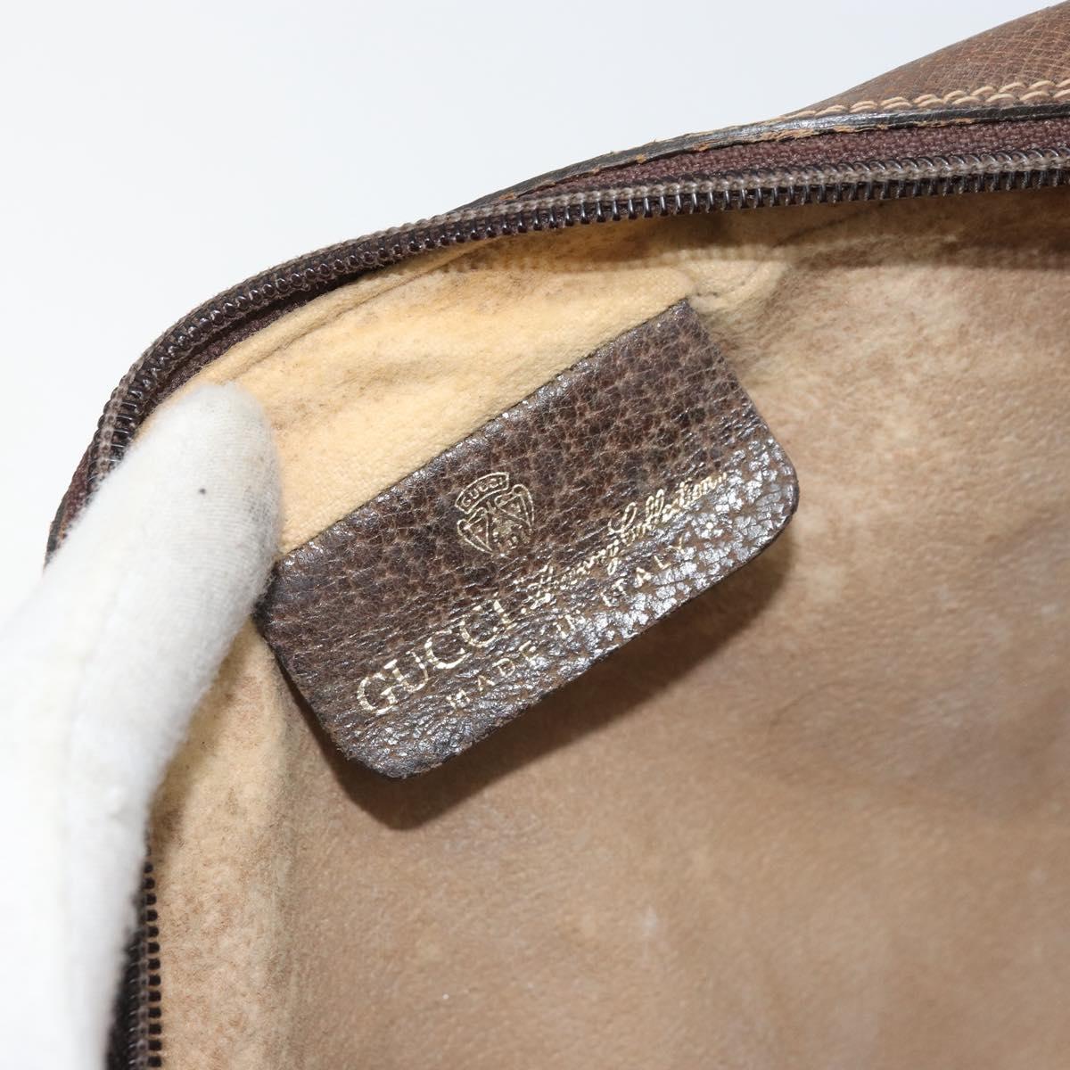 GUCCI GG Supreme Web Sherry Line Clutch Bag PVC Beige Gold Auth BA10450