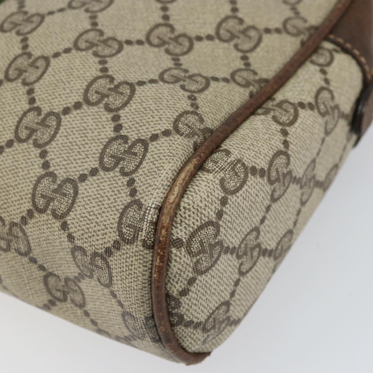 GUCCI GG Supreme Web Sherry Line Clutch Bag PVC Beige Gold Auth BA10450