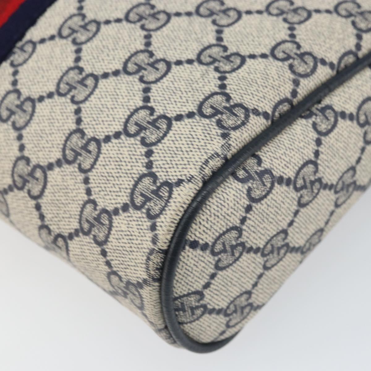 GUCCI GG Supreme Sherry Line Clutch Bag PVC Navy Gold 56 01 012 Auth BA10451