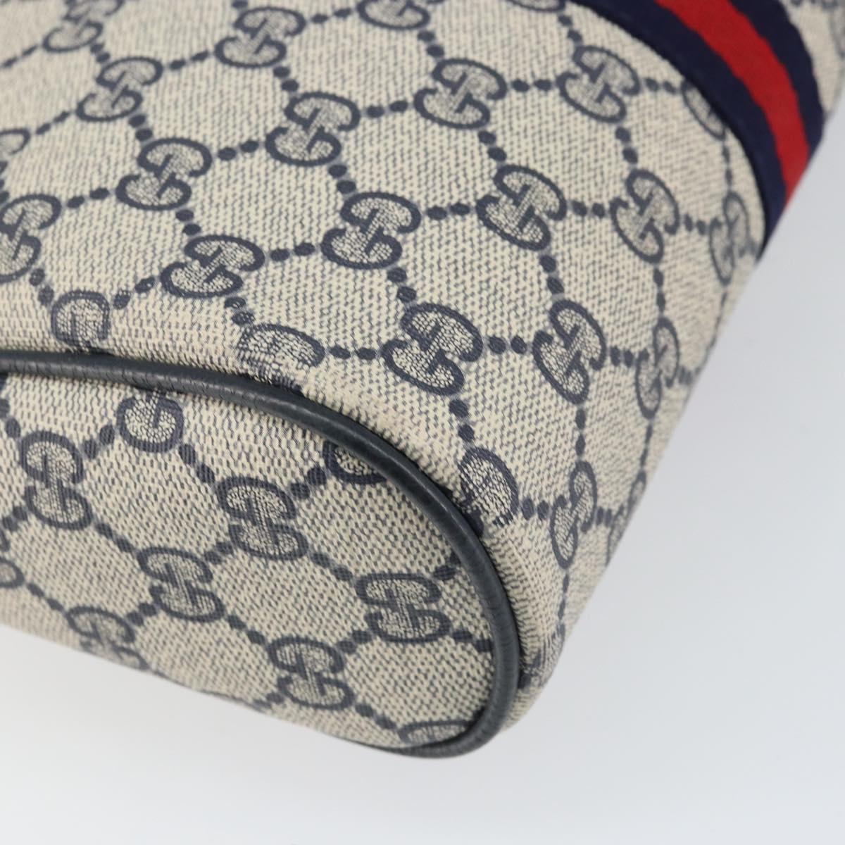 GUCCI GG Supreme Sherry Line Clutch Bag PVC Navy Gold 56 01 012 Auth BA10451