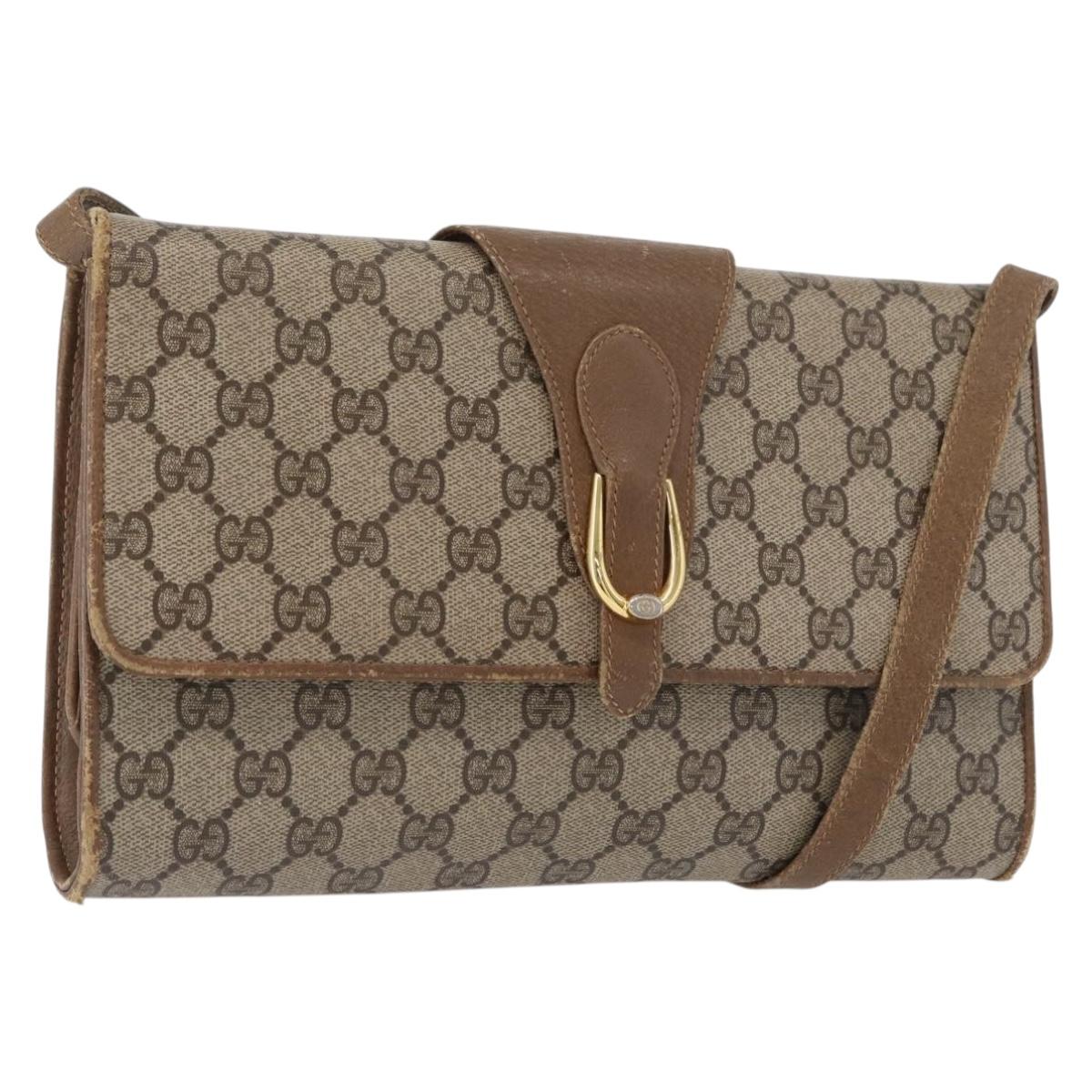 GUCCI GG Supreme Shoulder Bag PVC Beige Gold 904 02 050 Auth BA10453