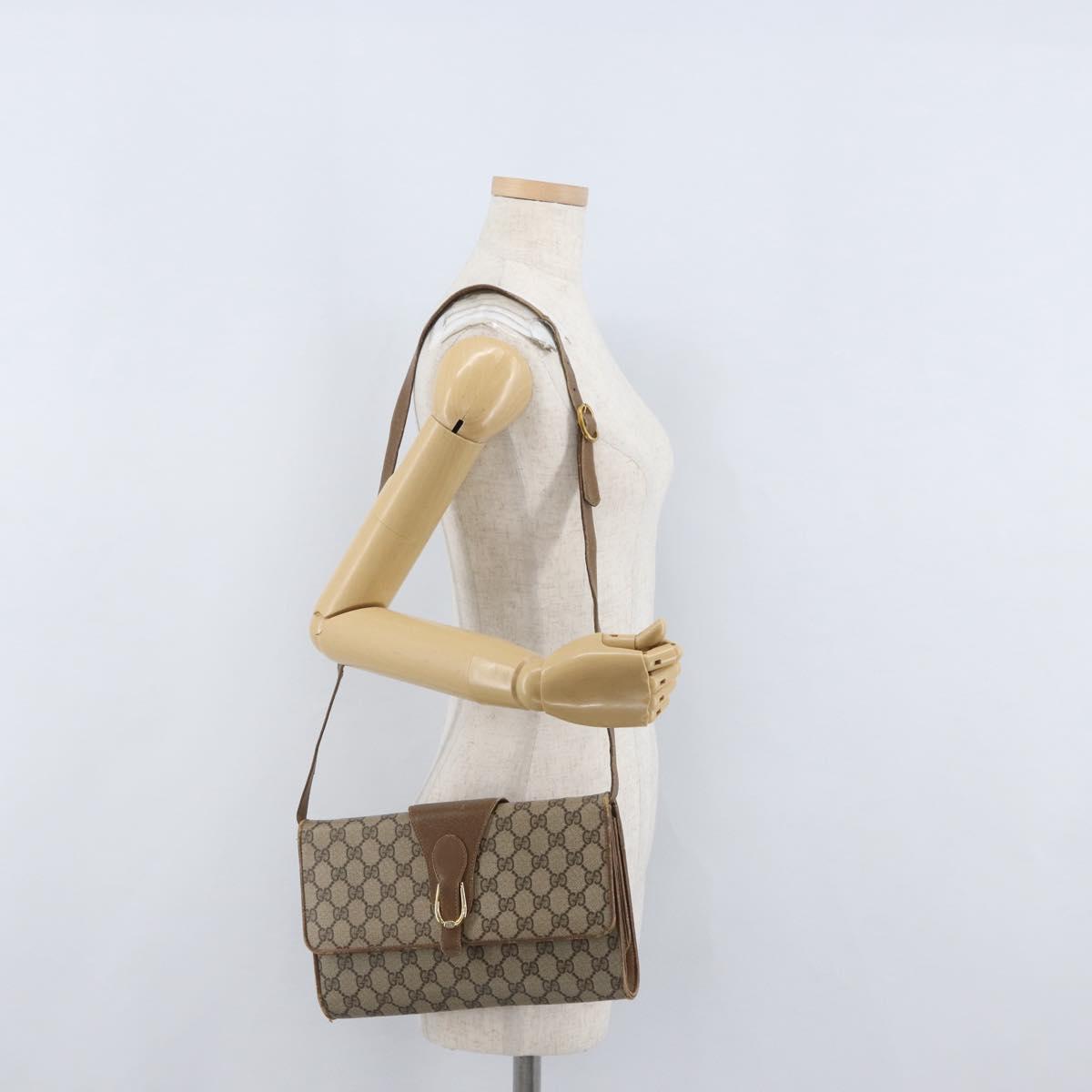 GUCCI GG Supreme Shoulder Bag PVC Beige Gold 904 02 050 Auth BA10453
