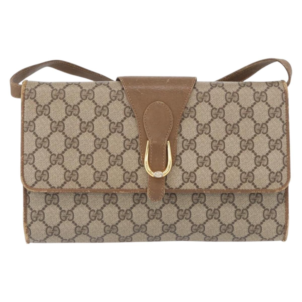 GUCCI GG Supreme Shoulder Bag PVC Beige Gold 904 02 050 Auth BA10453