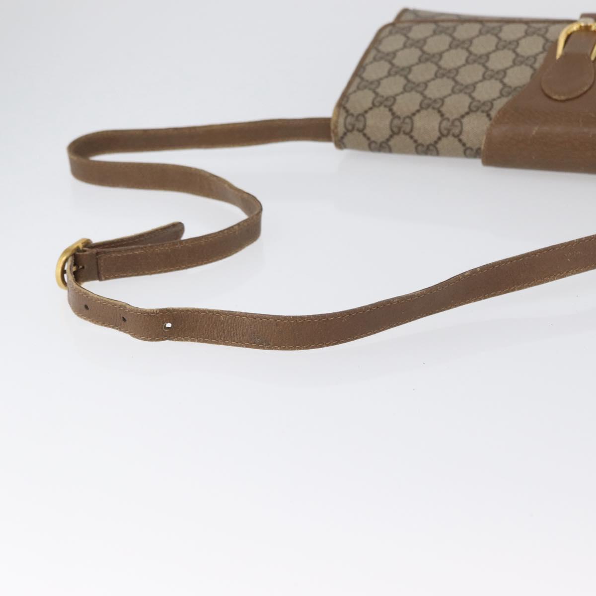GUCCI GG Supreme Shoulder Bag PVC Beige Gold 904 02 050 Auth BA10453