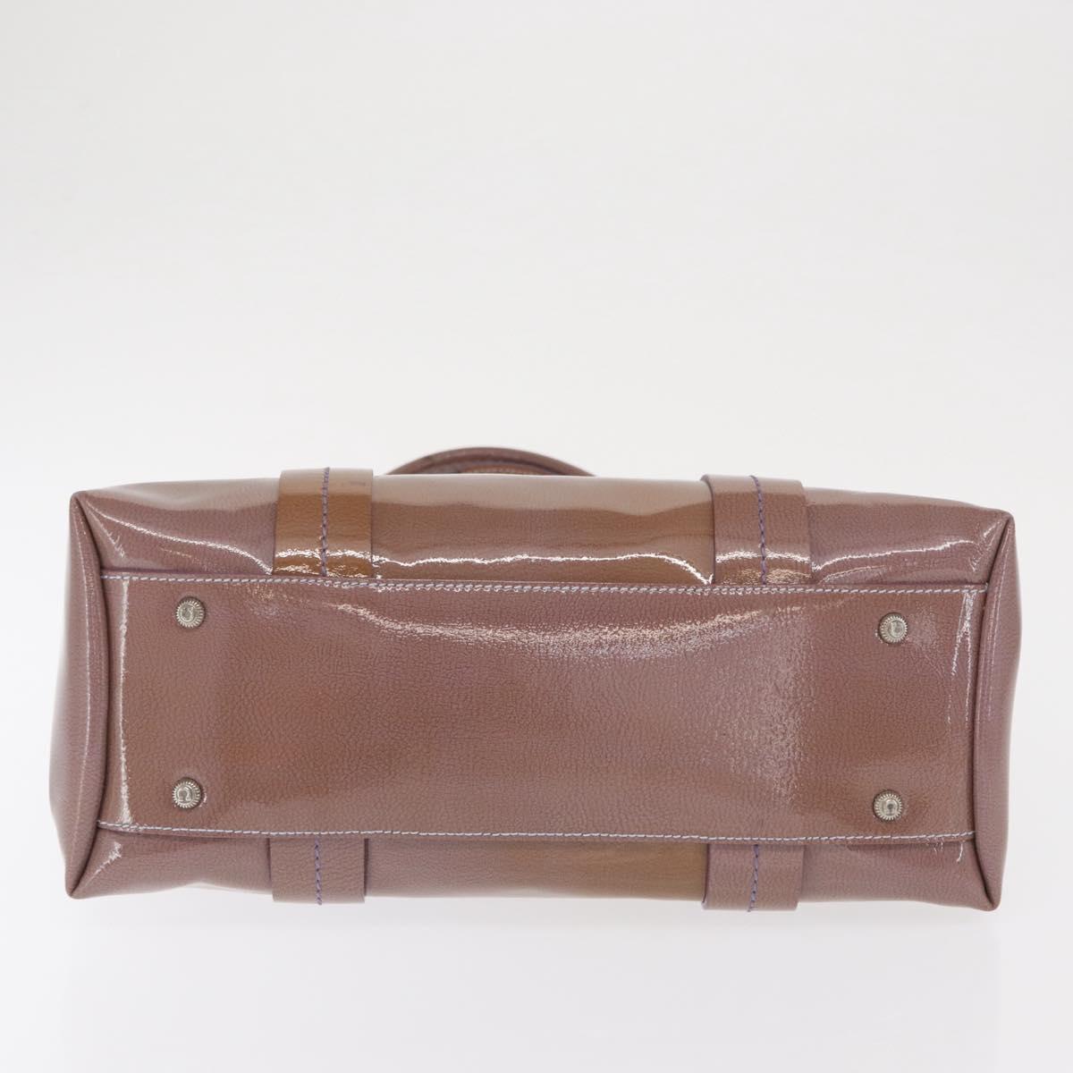 Salvatore Ferragamo Hand Bag Patent leather Purple Silver Auth BA10471