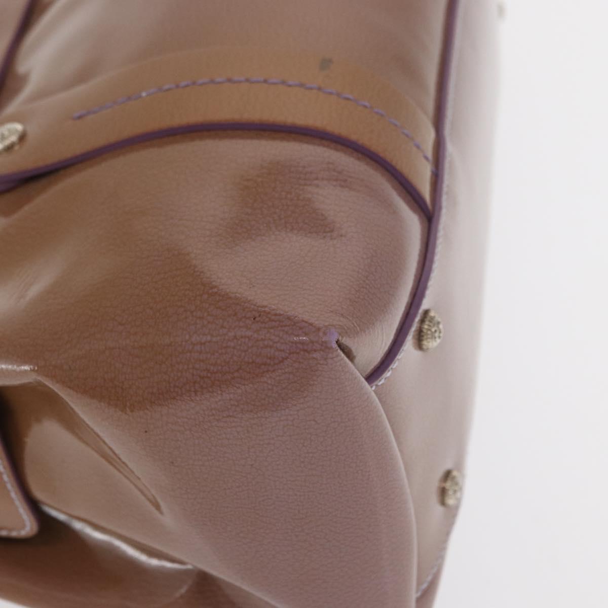 Salvatore Ferragamo Hand Bag Patent leather Purple Silver Auth BA10471