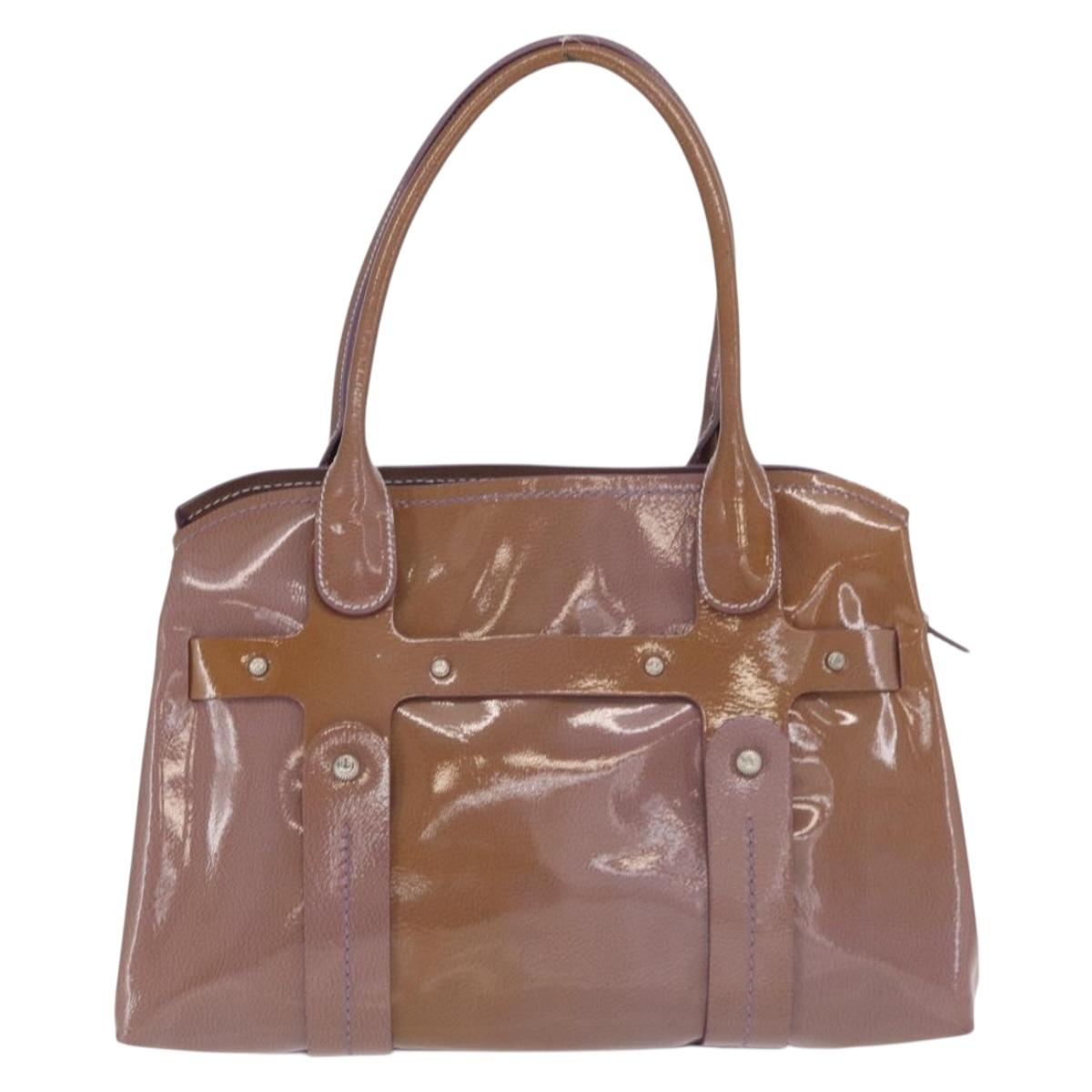 Salvatore Ferragamo Hand Bag Patent leather Purple Silver Auth BA10471