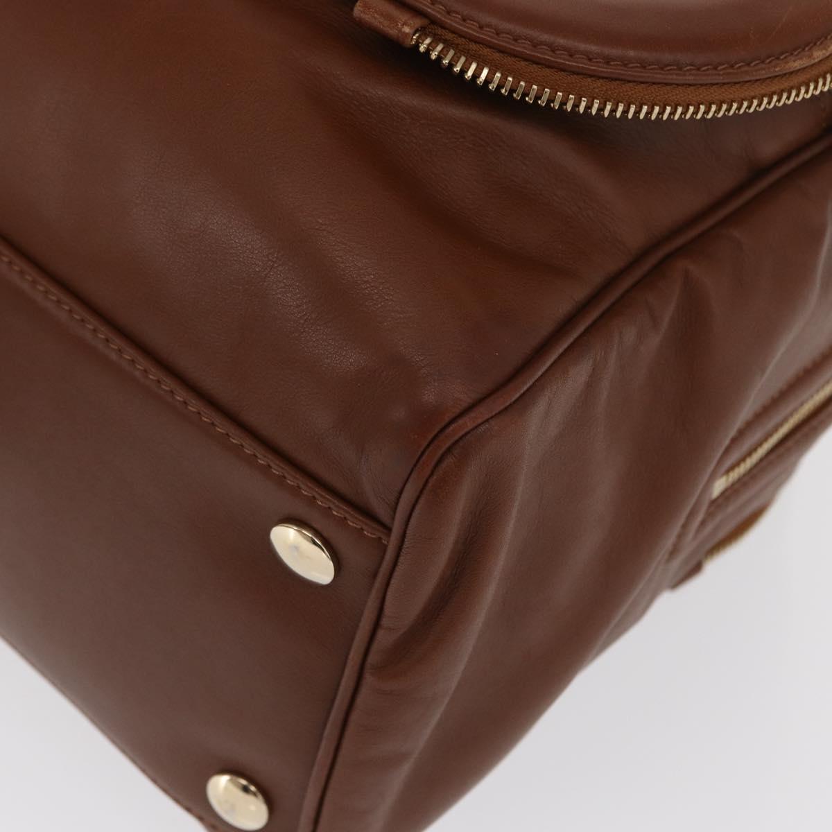 Jimmy Choo Hand Bag Leather Brown Gold Auth BA10473