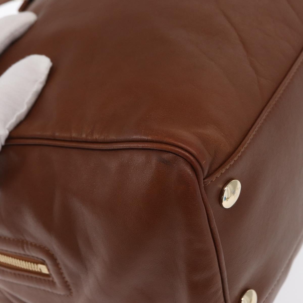 Jimmy Choo Hand Bag Leather Brown Gold Auth BA10473