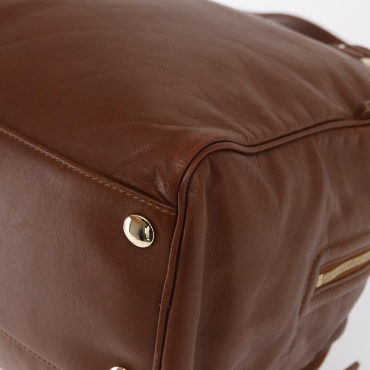 Jimmy Choo Hand Bag Leather Brown Gold Auth BA10473