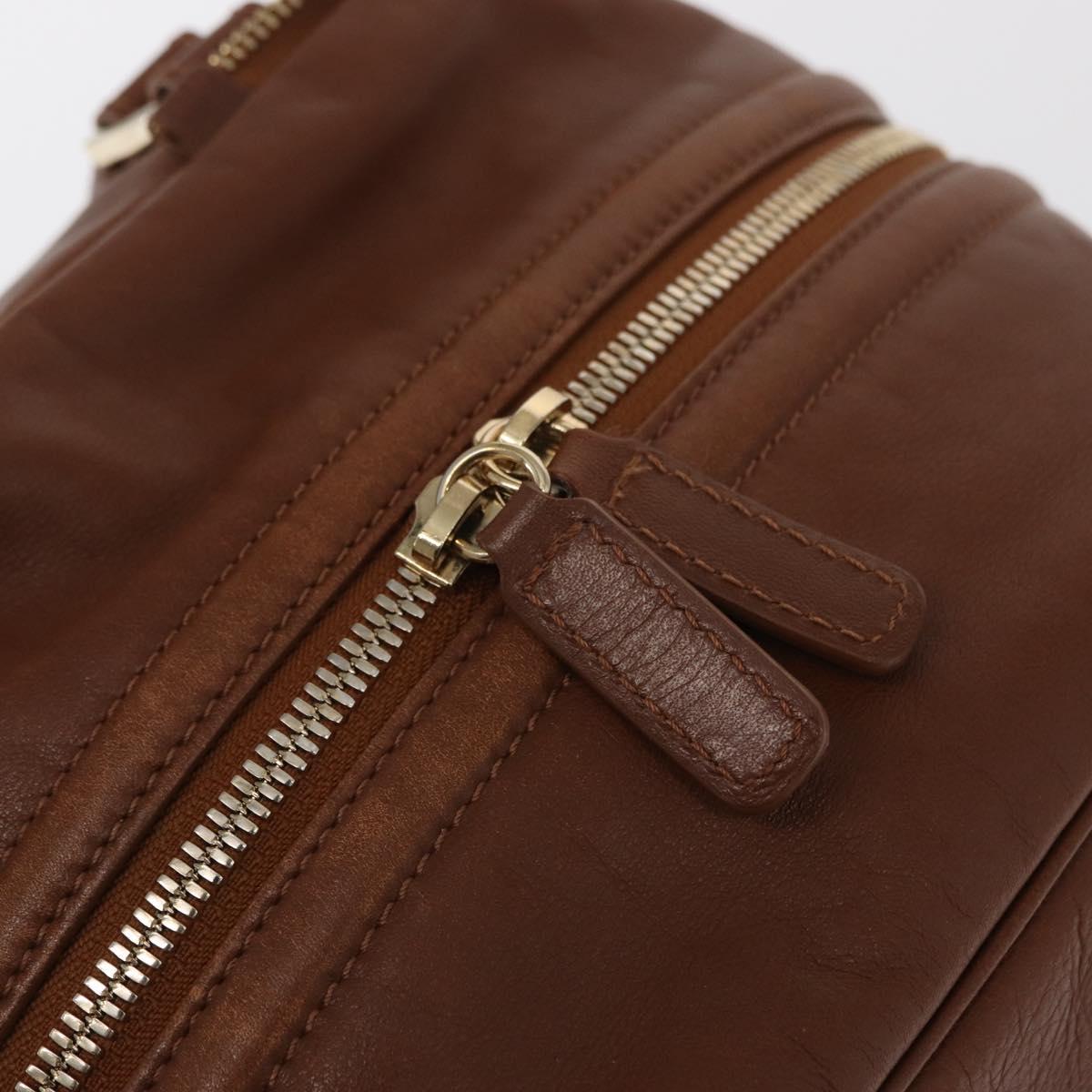 Jimmy Choo Hand Bag Leather Brown Gold Auth BA10473