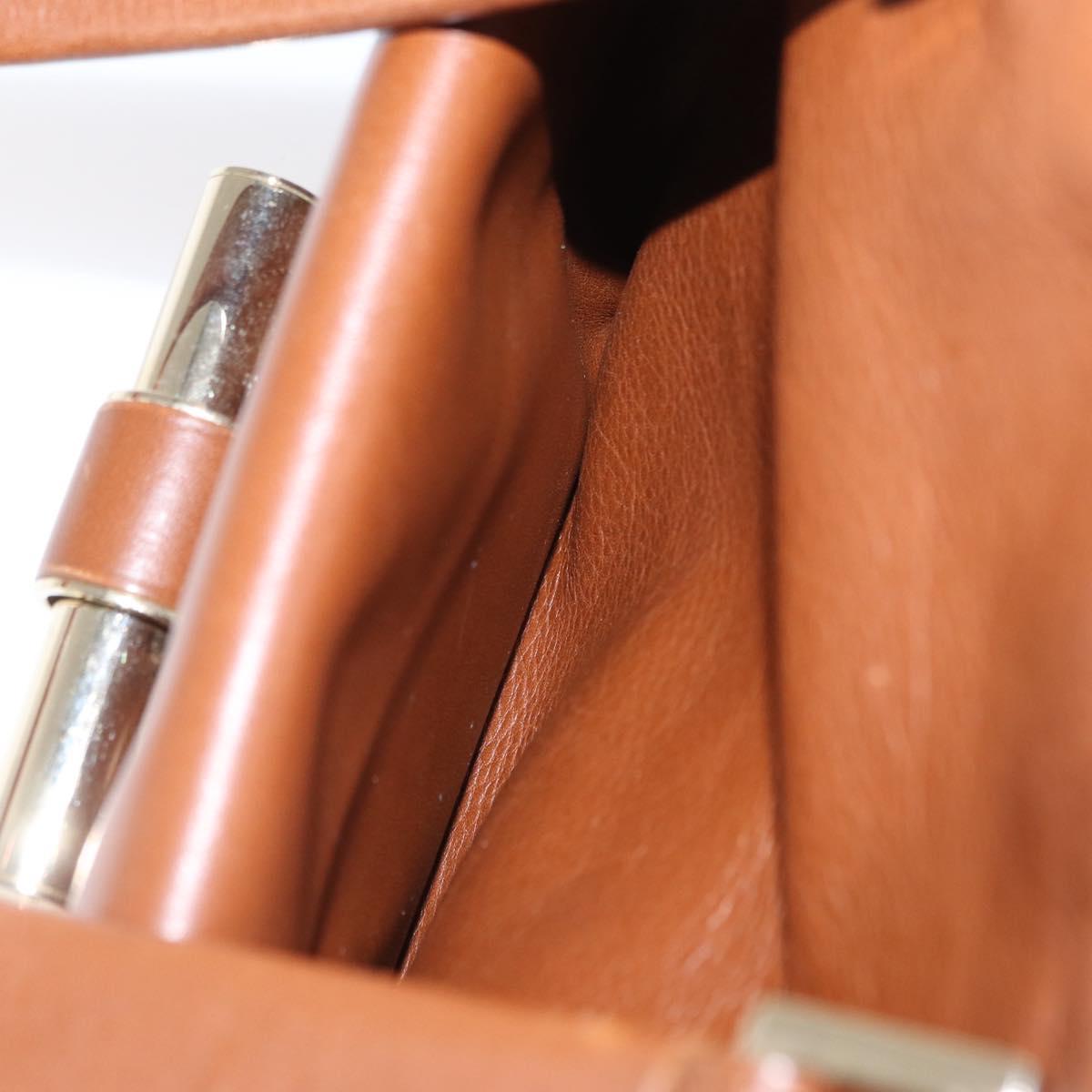 Jimmy Choo Hand Bag Leather Brown Gold Auth BA10473