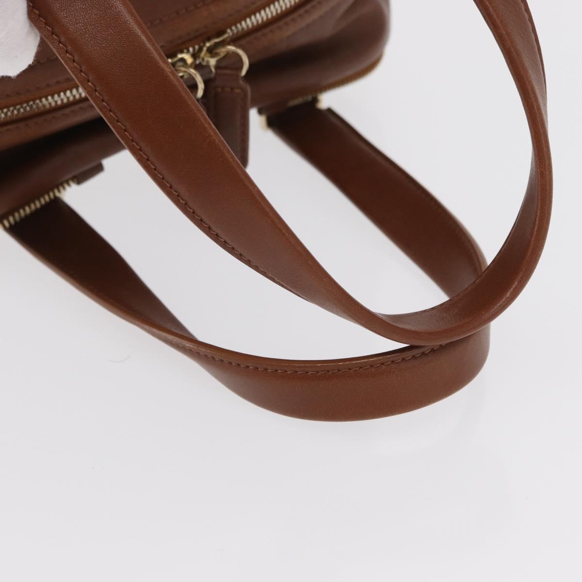 Jimmy Choo Hand Bag Leather Brown Gold Auth BA10473