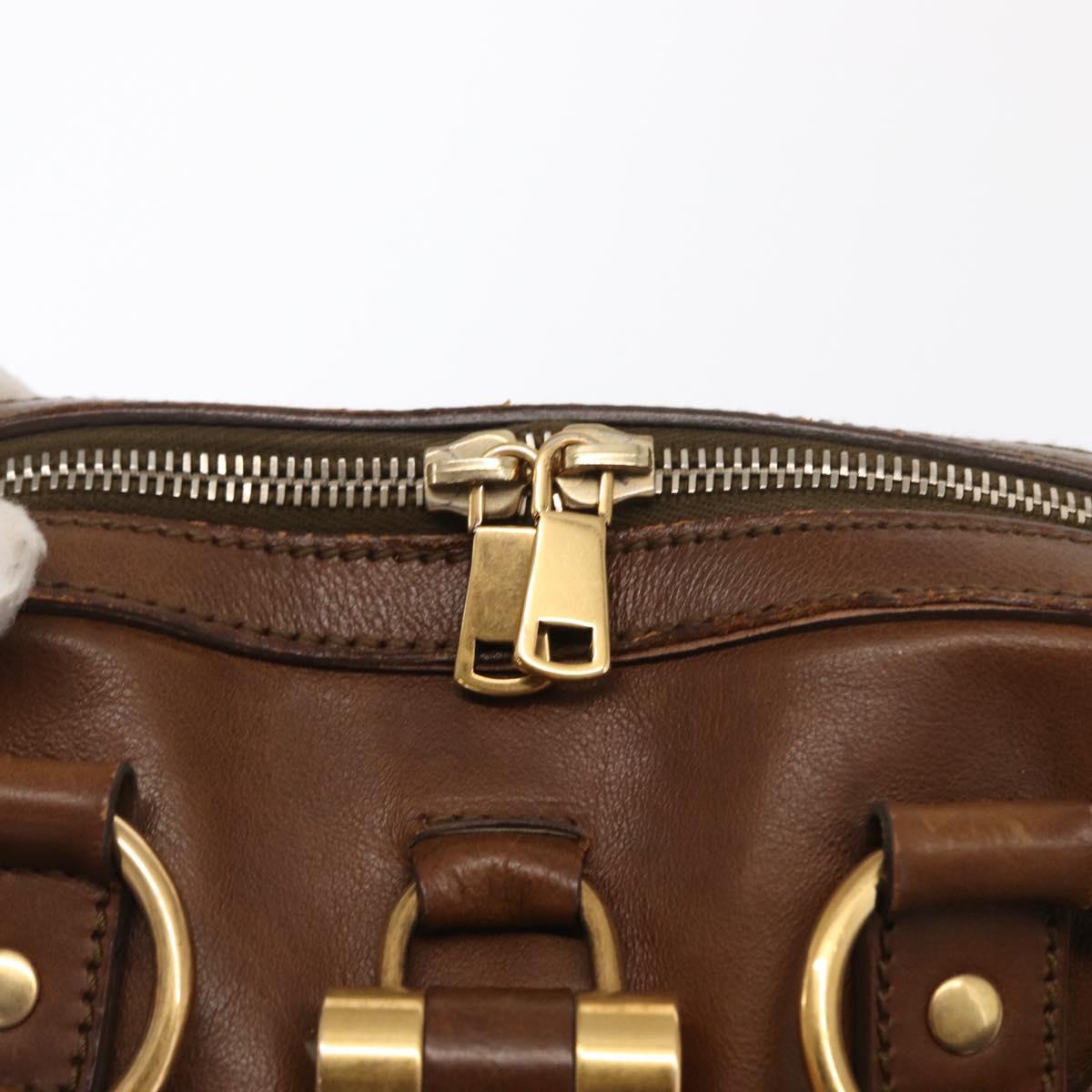 SAINT LAURENT Hand Bag Leather Brown Gold 156465 Auth BA10476