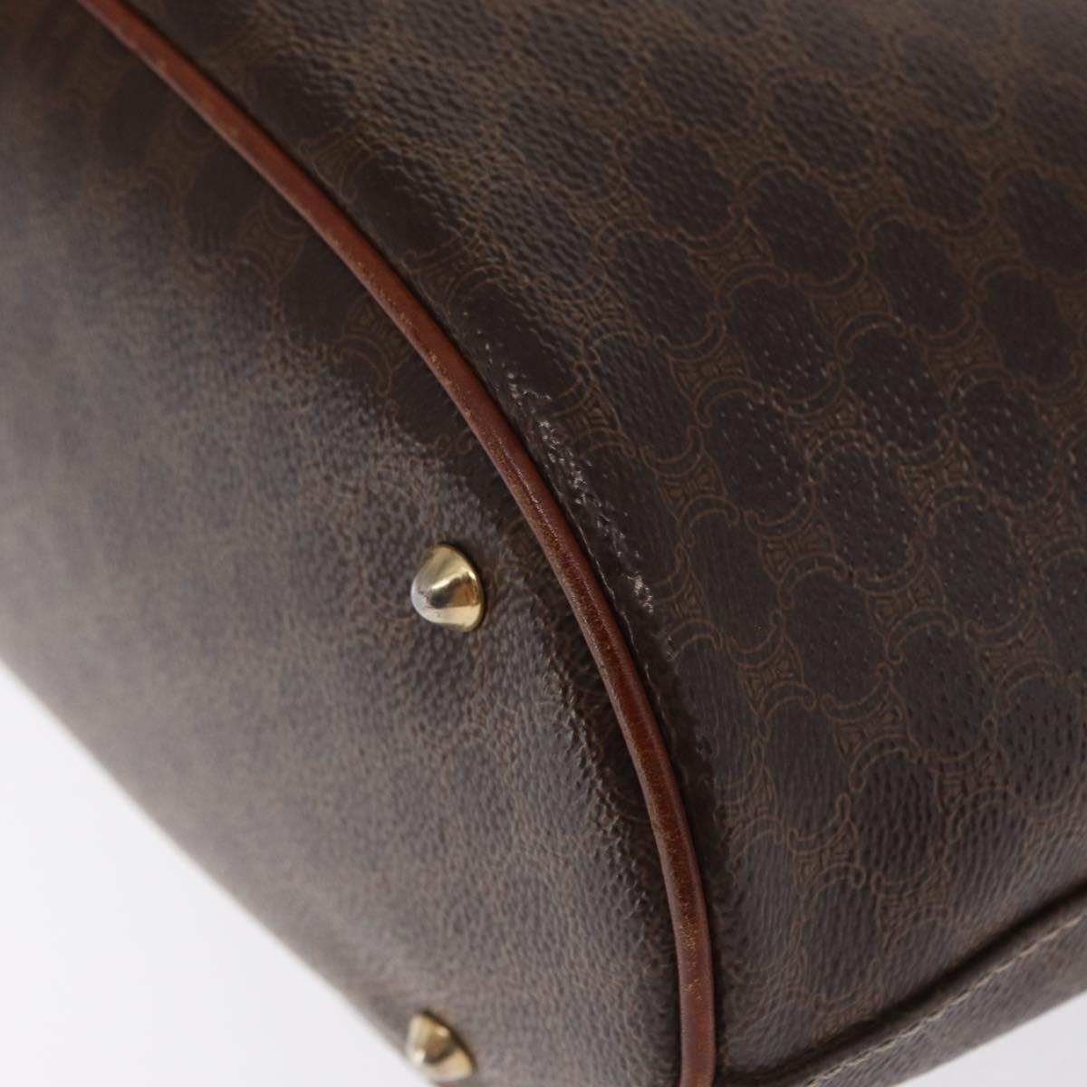 CELINE Macadam Canvas Tote Bag PVC Leather Brown Gold Auth BA10478