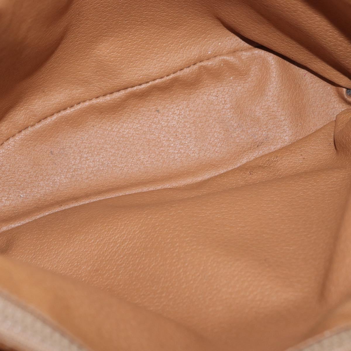 CELINE Macadam Canvas Tote Bag PVC Leather Brown Gold Auth BA10478