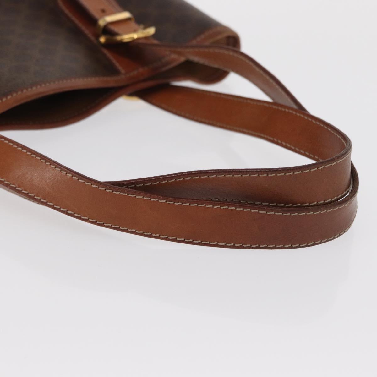CELINE Macadam Canvas Tote Bag PVC Leather Brown Gold Auth BA10478