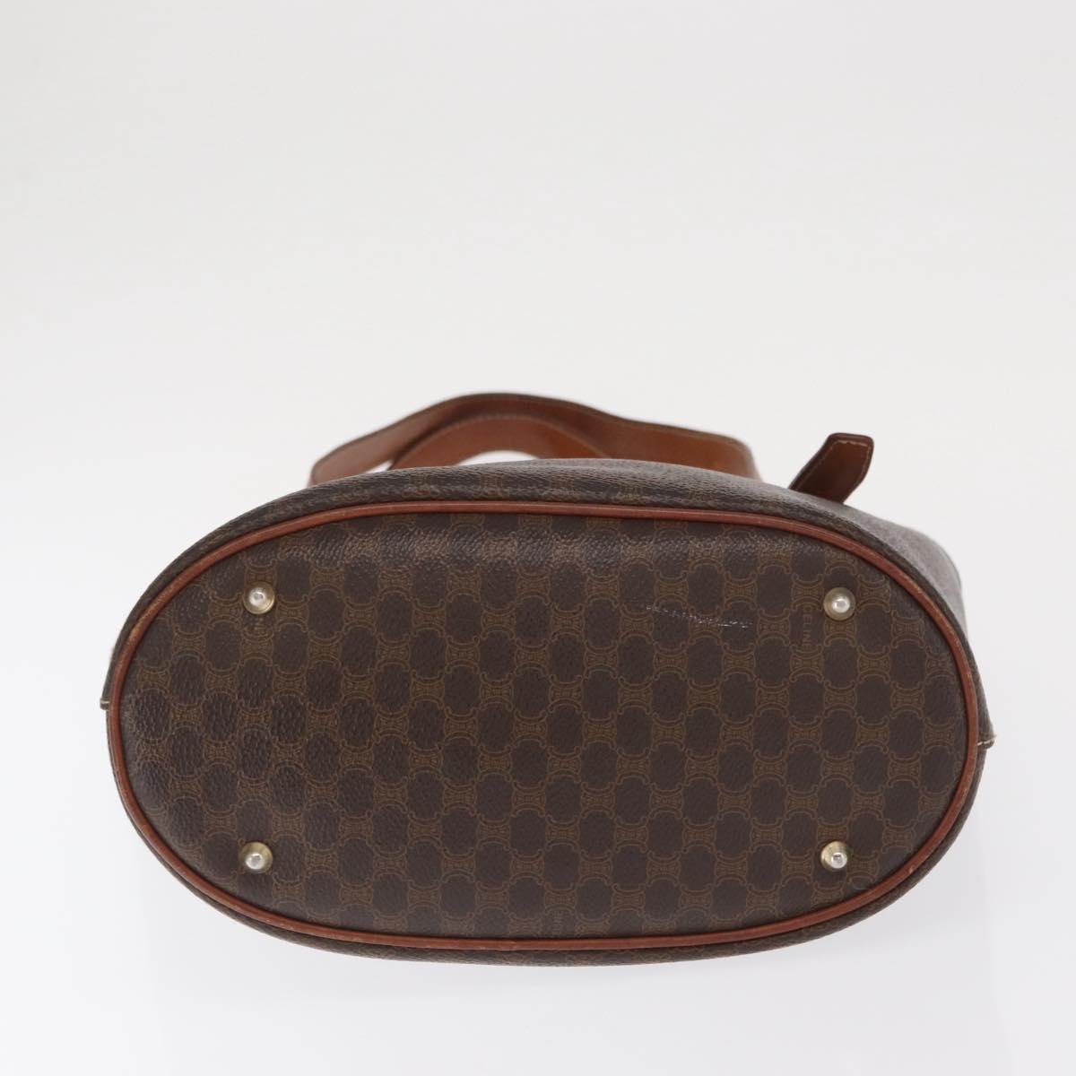 CELINE Macadam Canvas Tote Bag PVC Leather Brown Gold Auth BA10478