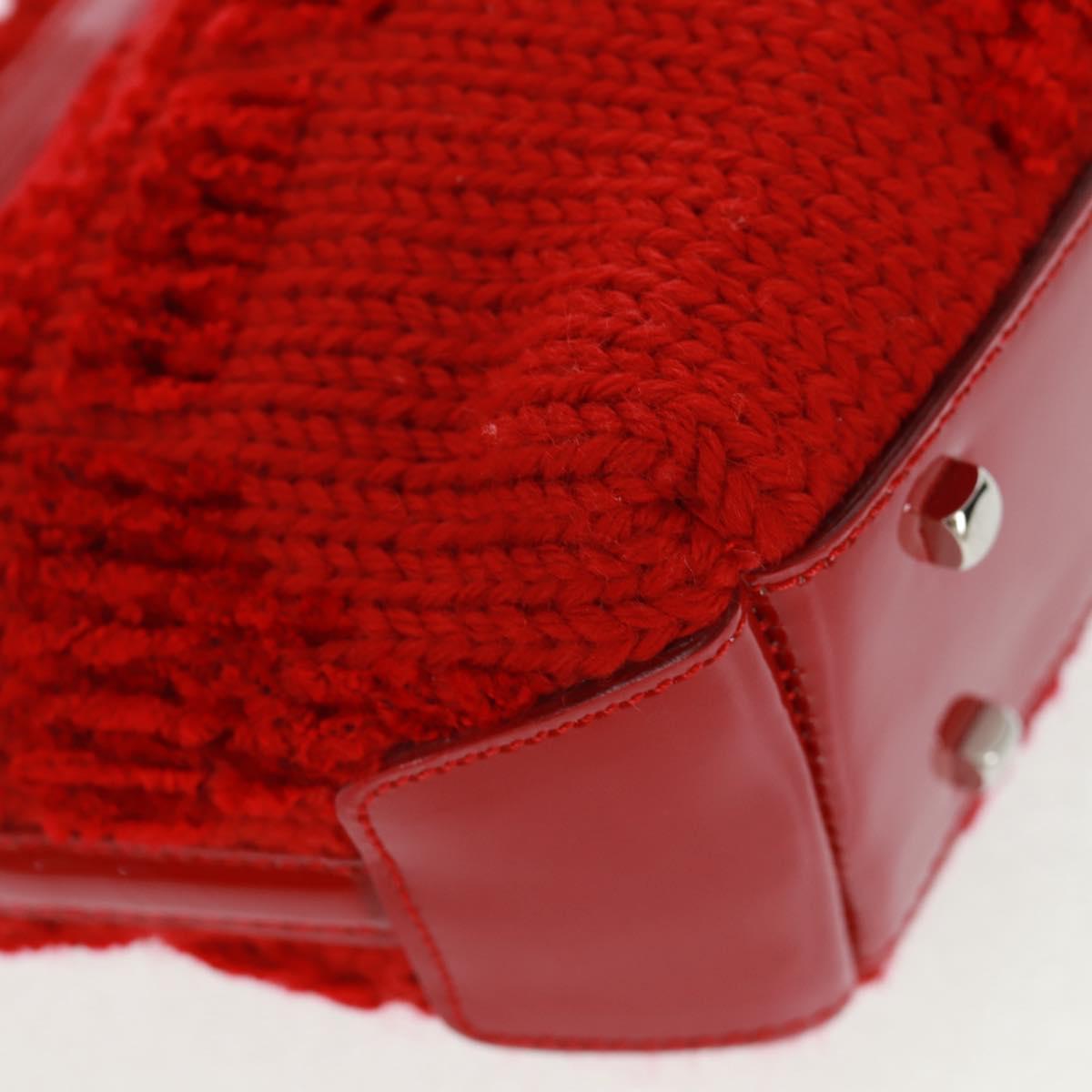 Salvatore Ferragamo Hand Bag Cotton Red Silver Auth BA10481V