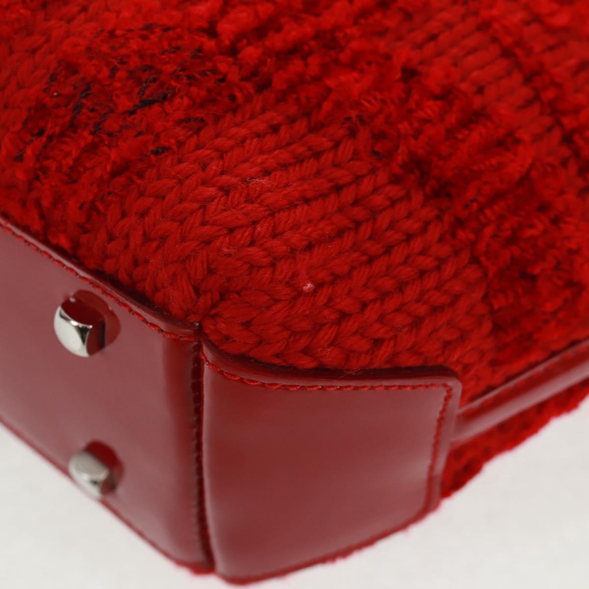 Salvatore Ferragamo Hand Bag Cotton Red Silver Auth BA10481V