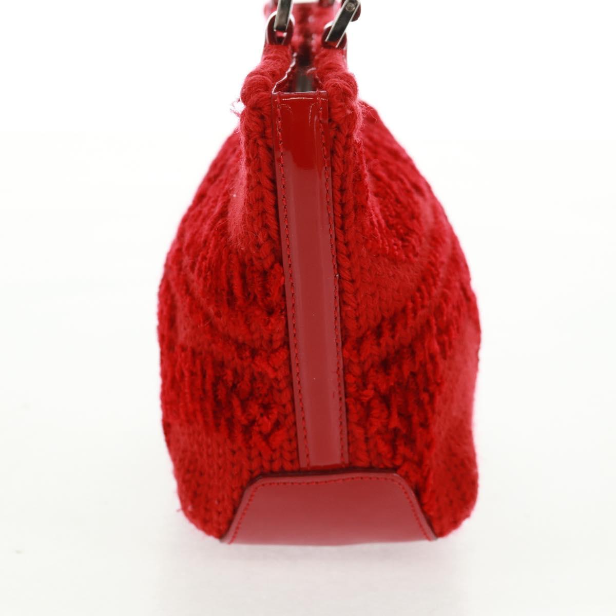 Salvatore Ferragamo Hand Bag Cotton Red Silver Auth BA10481V