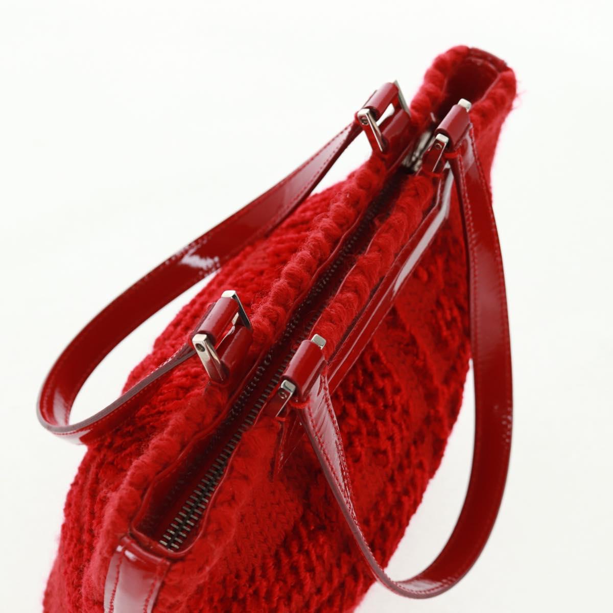 Salvatore Ferragamo Hand Bag Cotton Red Silver Auth BA10481V