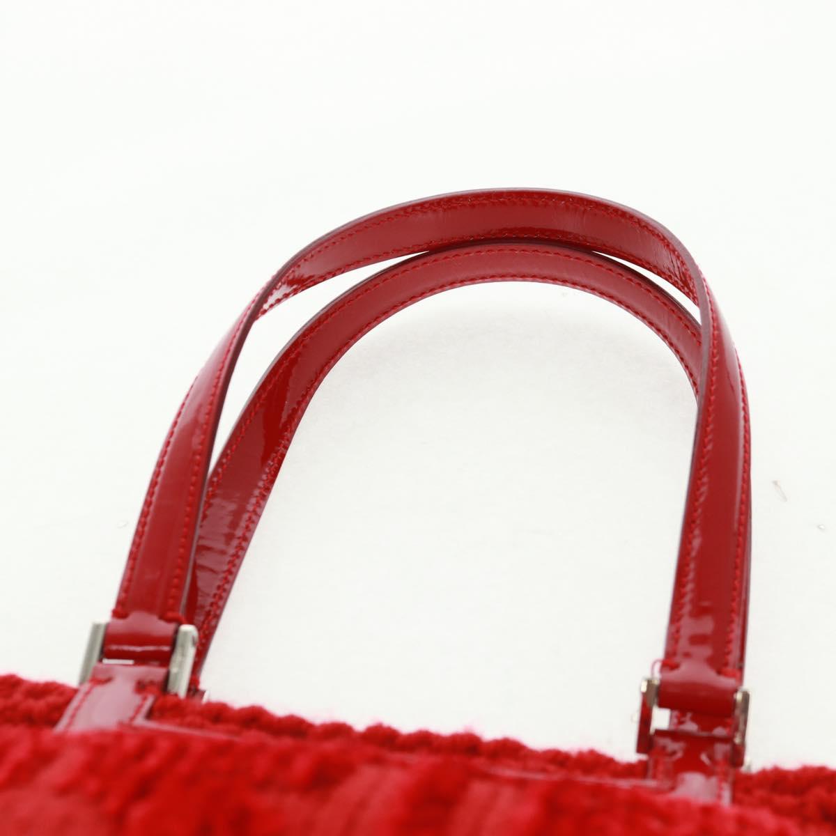 Salvatore Ferragamo Hand Bag Cotton Red Silver Auth BA10481V
