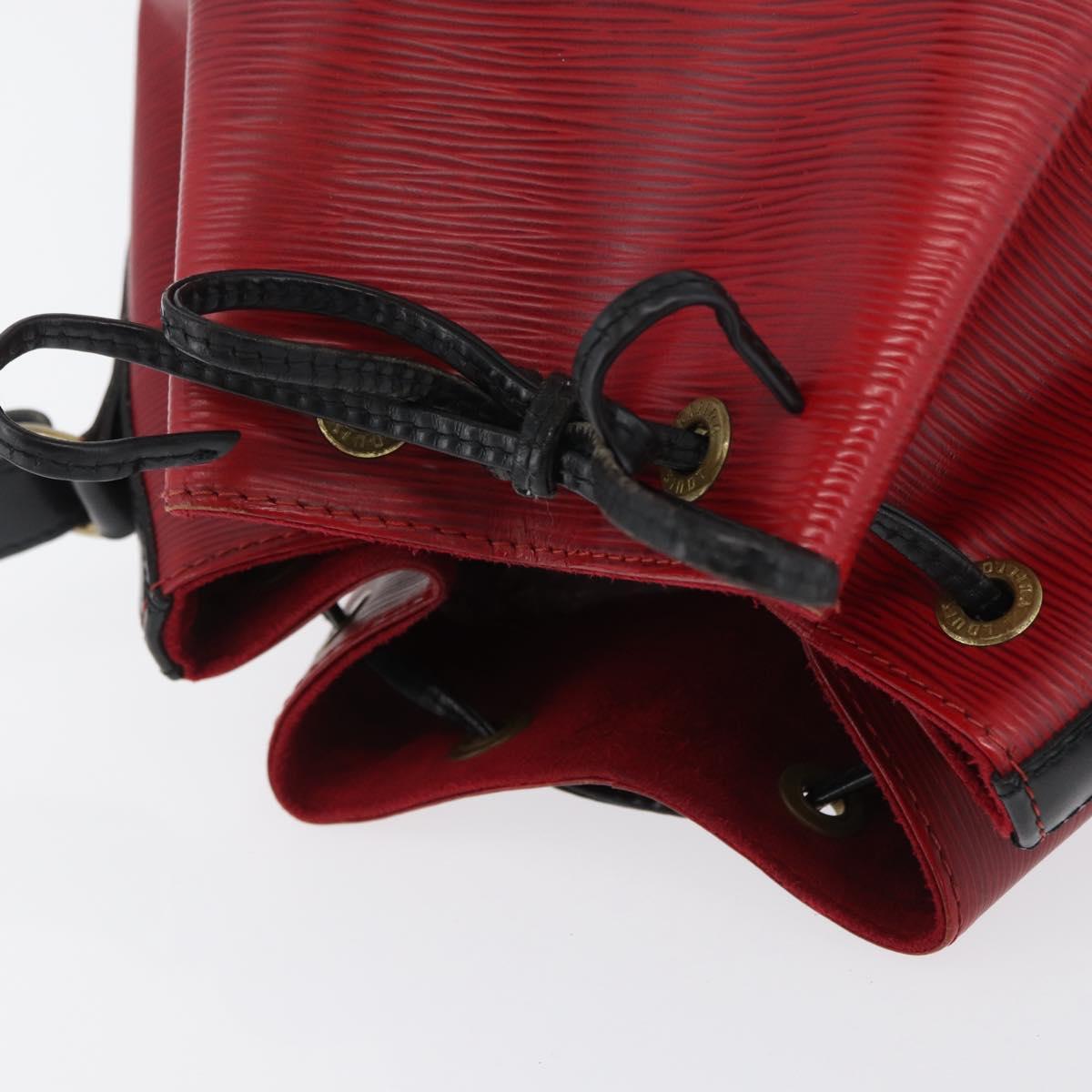 LOUIS VUITTON Epi Petit Noe Shoulder Bag Bicolor Black Red M44017 Auth BA10485