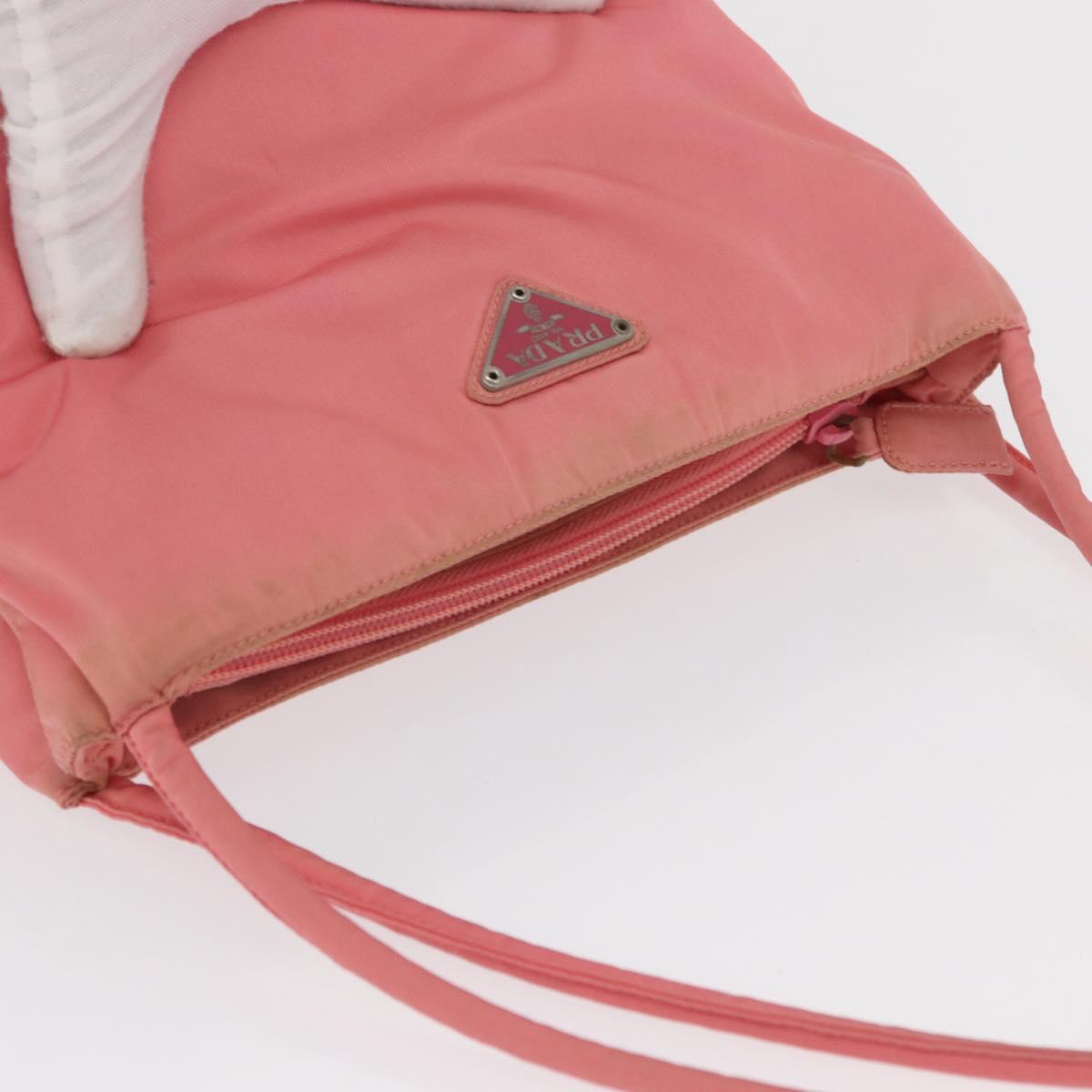 PRADA Tote Bag Nylon Pink Silver Auth BA10488