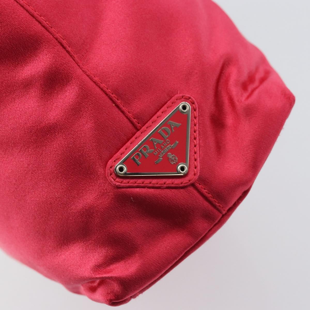 PRADA Hand Bag Satin Red Silver Auth BA10489