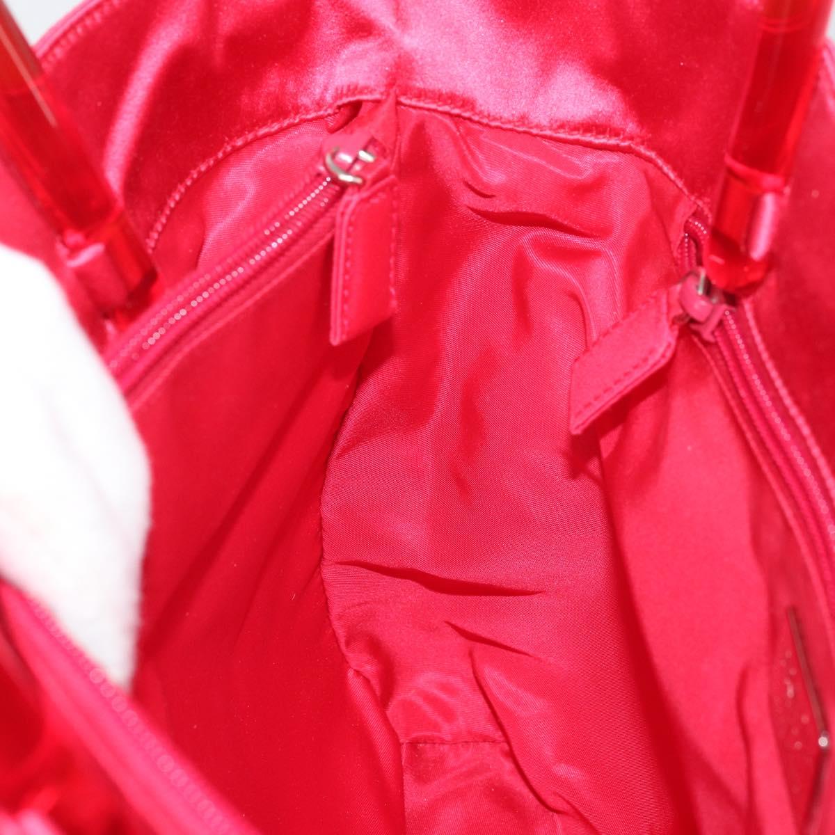 PRADA Hand Bag Satin Red Silver Auth BA10489