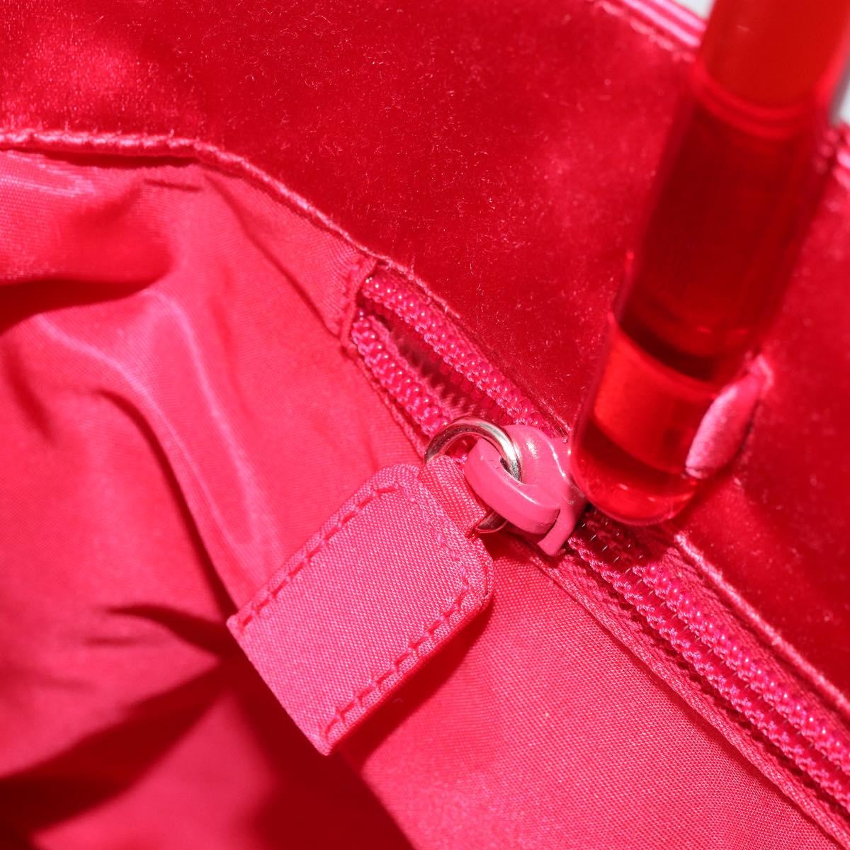 PRADA Hand Bag Satin Red Silver Auth BA10489