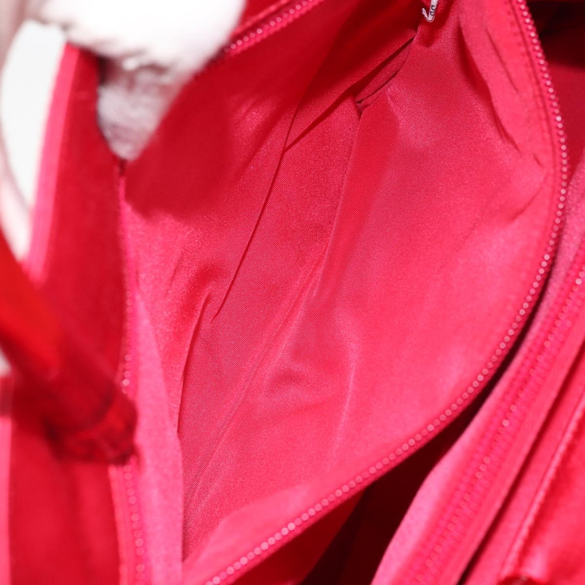PRADA Hand Bag Satin Red Silver Auth BA10489