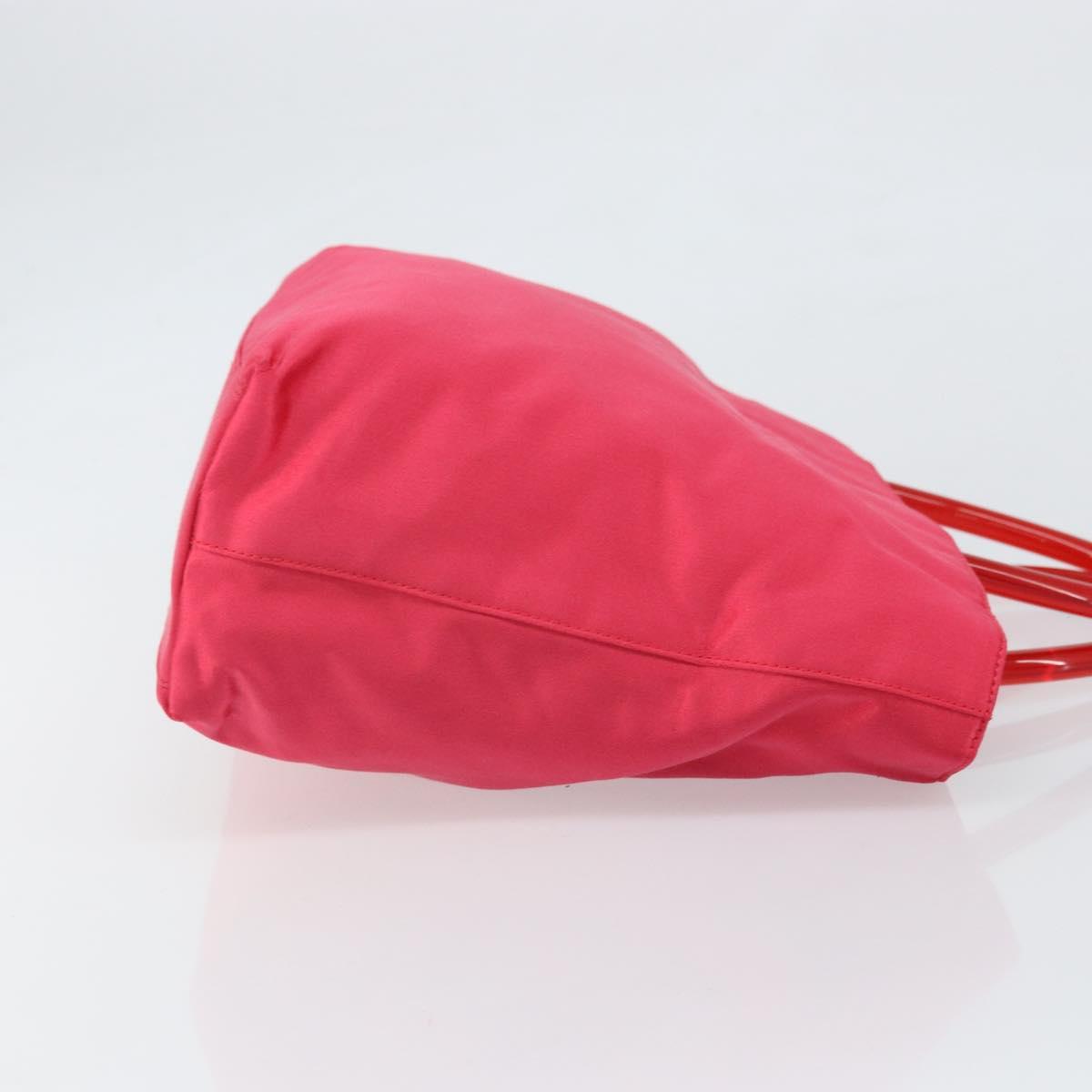 PRADA Hand Bag Satin Red Silver Auth BA10489