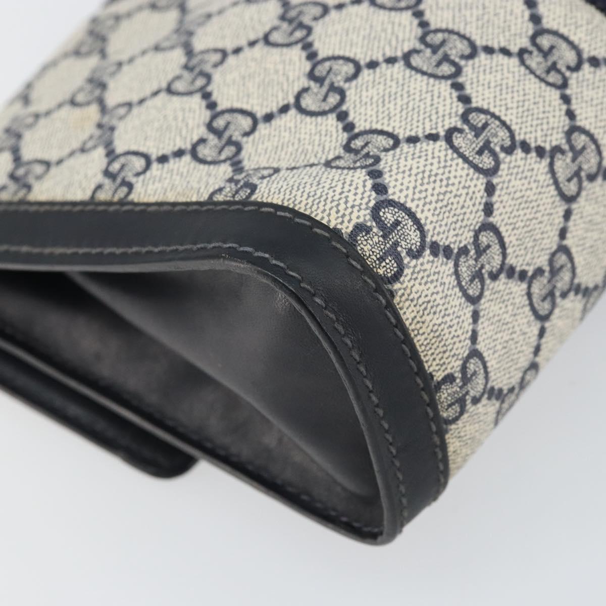 GUCCI GG Supreme Sherry Line Clutch Bag PVC Navy Gold 37 039 3087 Auth BA10494