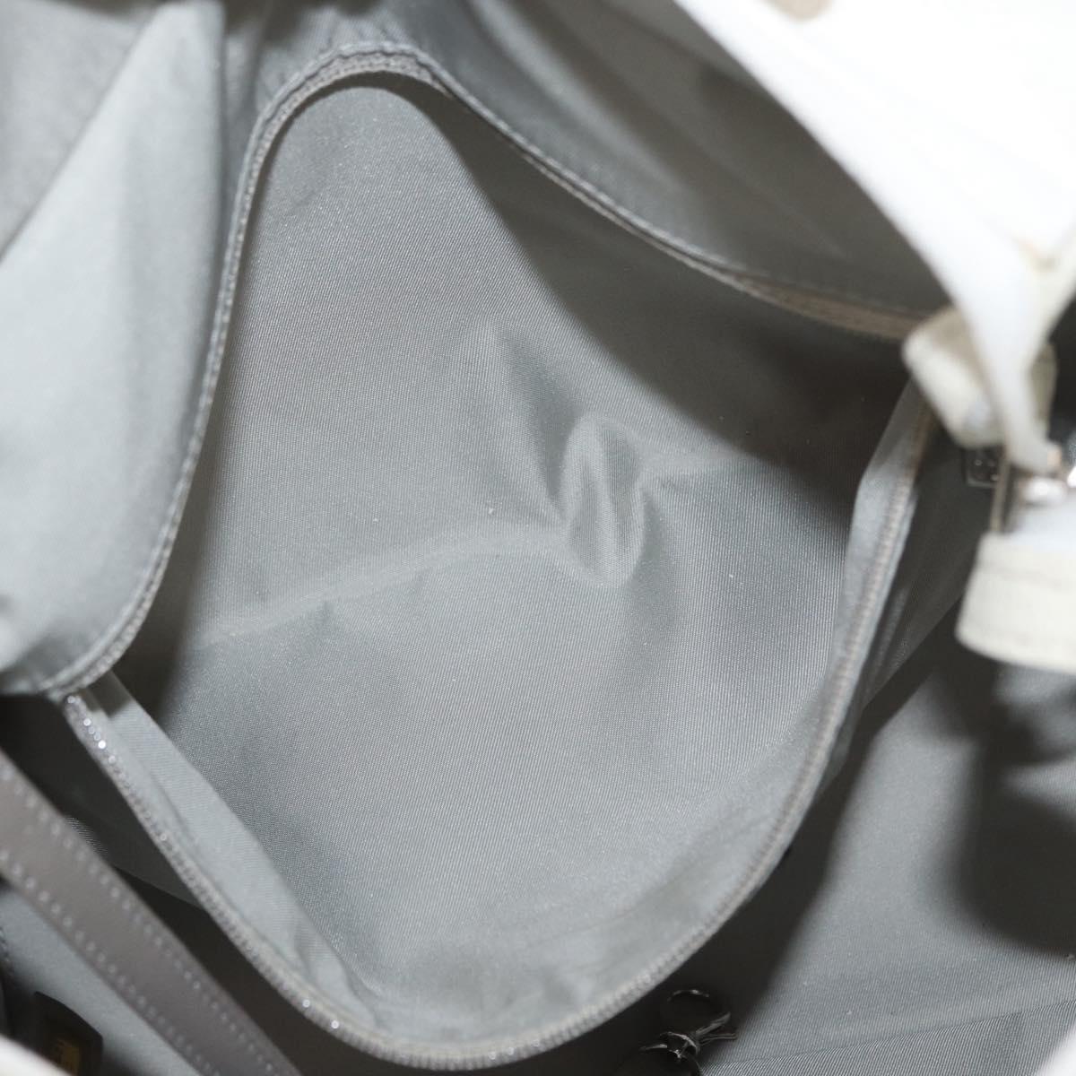 CHANEL Tote Bag Leather Silver White CC Auth BA10495
