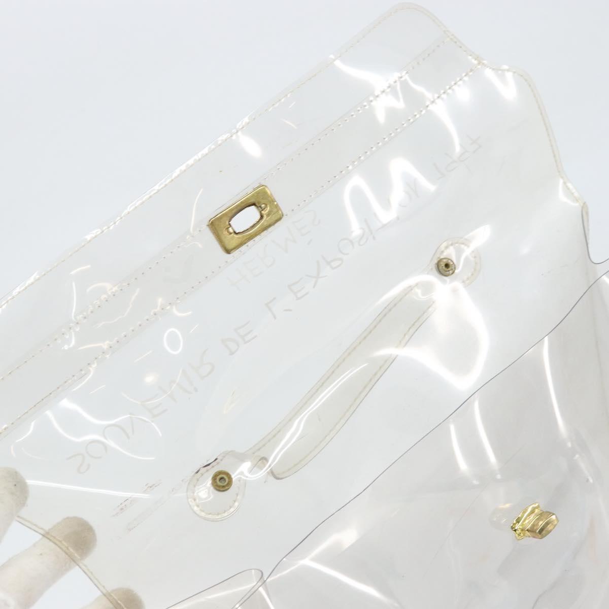 HERMES Vinyl Kelly Hand Bag Vinyl Clear Auth BA10499
