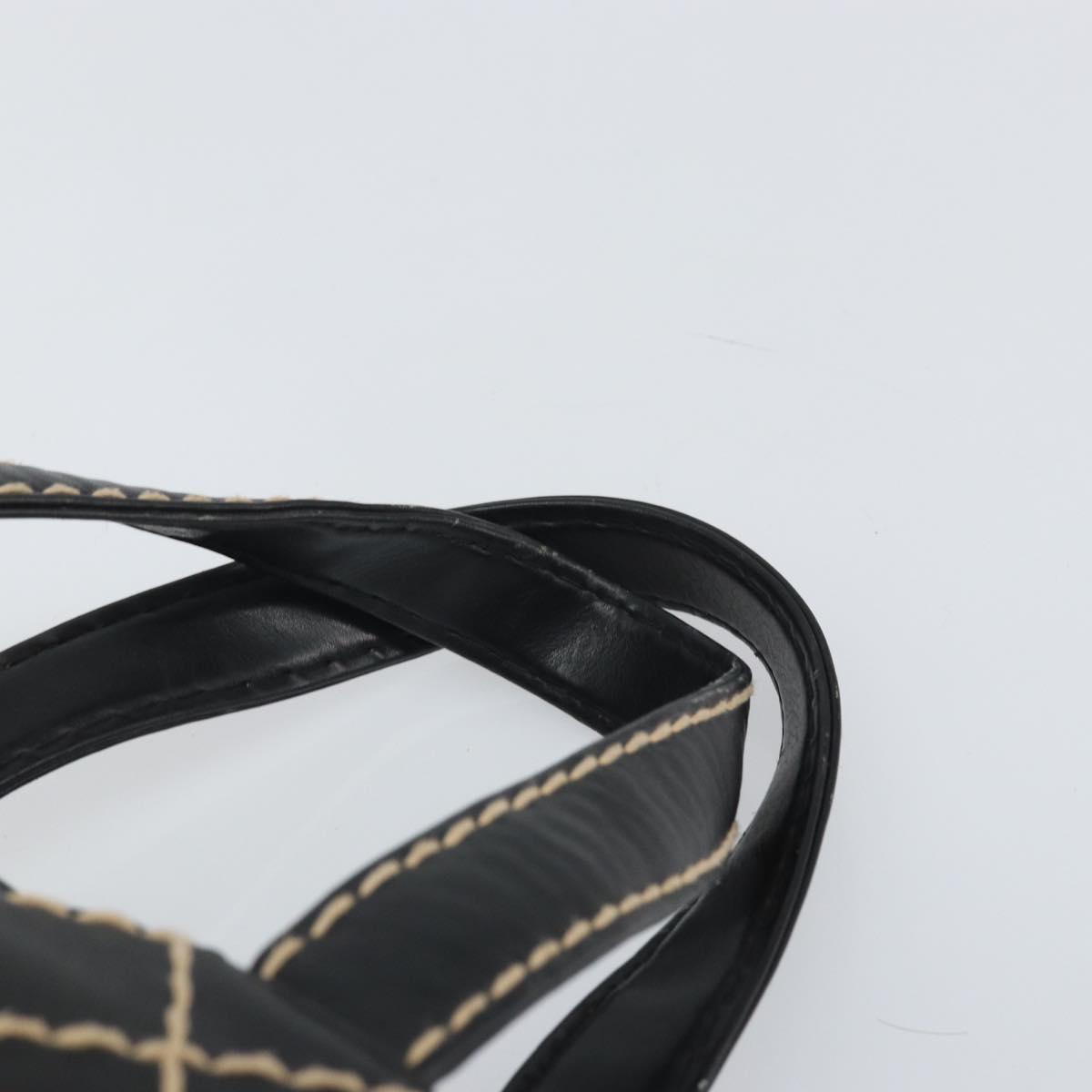 CHANEL Wild Stitch Hand Bag Leather Black Gold CC Auth BA10500V