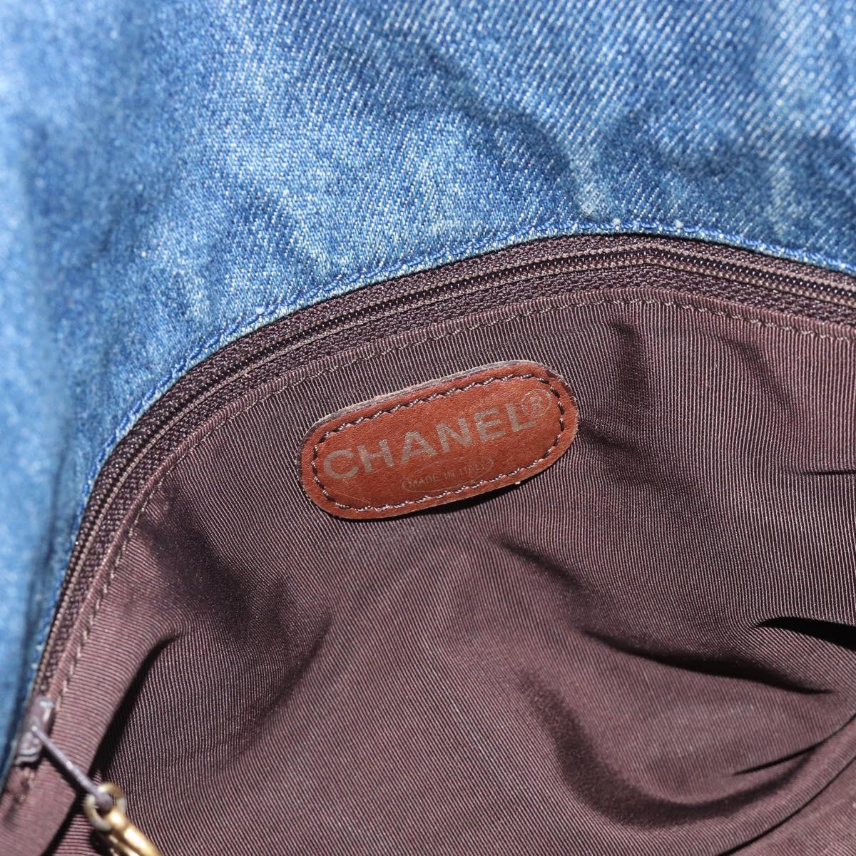 CHANEL Tote Bag Denim Blue CC Auth BA10505