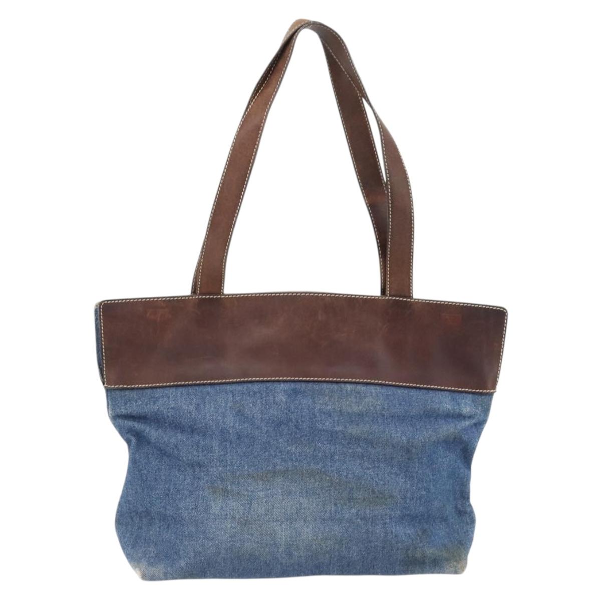 CHANEL Tote Bag Denim Blue CC Auth BA10505